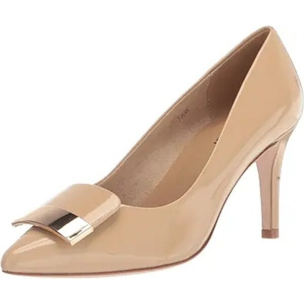 Women's Size 9.5 Nude Patent Pumps Vaneli Gold Accent‎ New With Tags